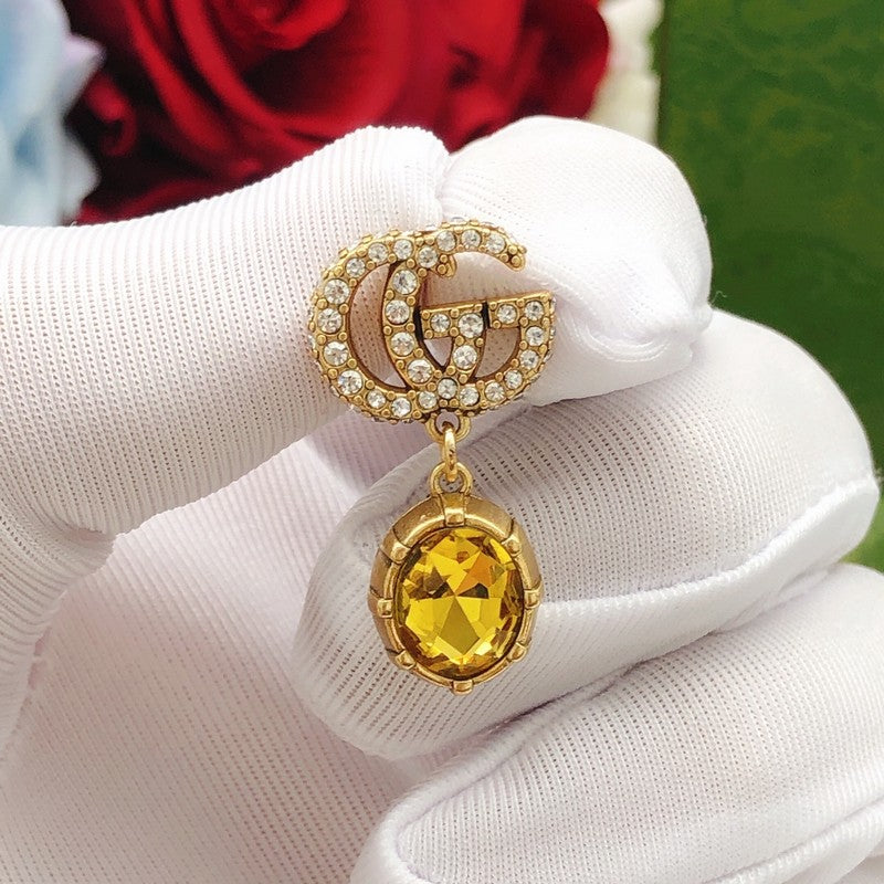 GG Yellow Crystal Diamond Earrings