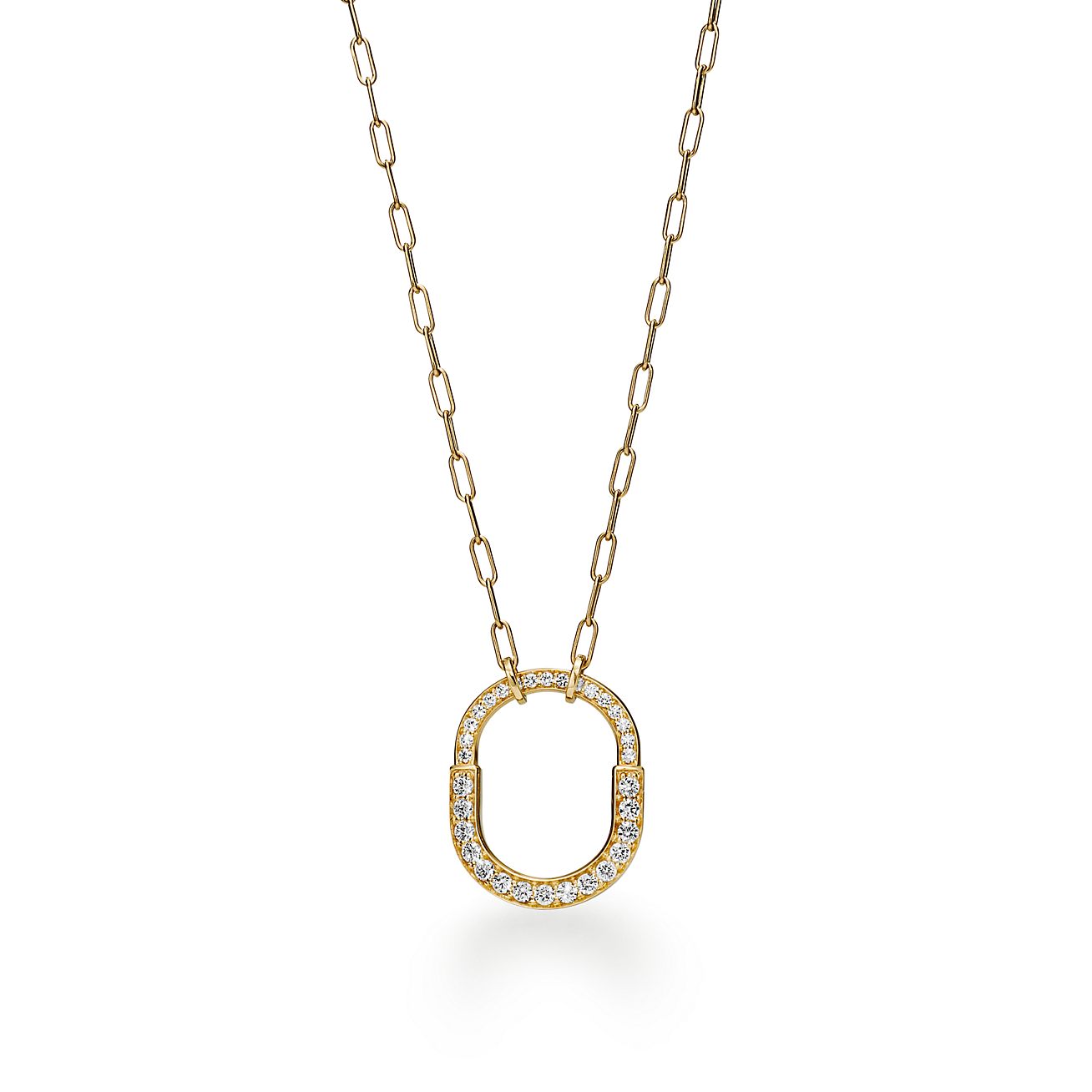 Tiff Lock Pendant Pave Diamonds Necklace