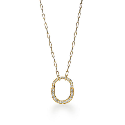Tiff Lock Pendant Pave Diamonds Necklace