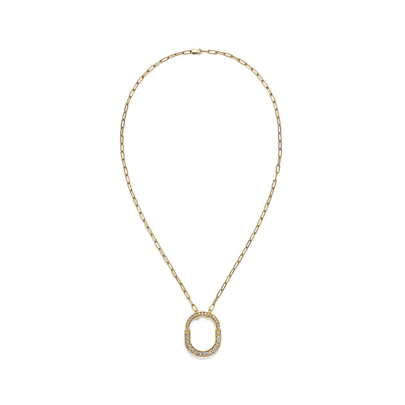 Tiff Lock Pendant Pave Diamonds Necklace