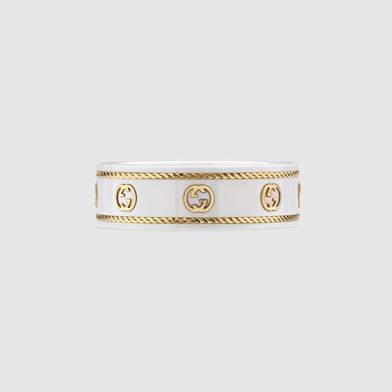 GG Interlocking G Icon White Zirconia Ring