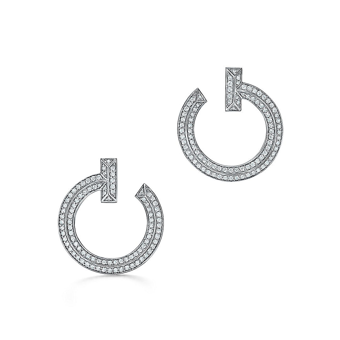 Tiff T1 Open Hoop White Gold Earrings
