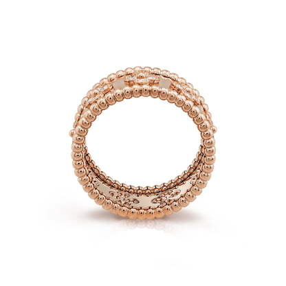 18K Rose Gold Perlée Clovers Ring