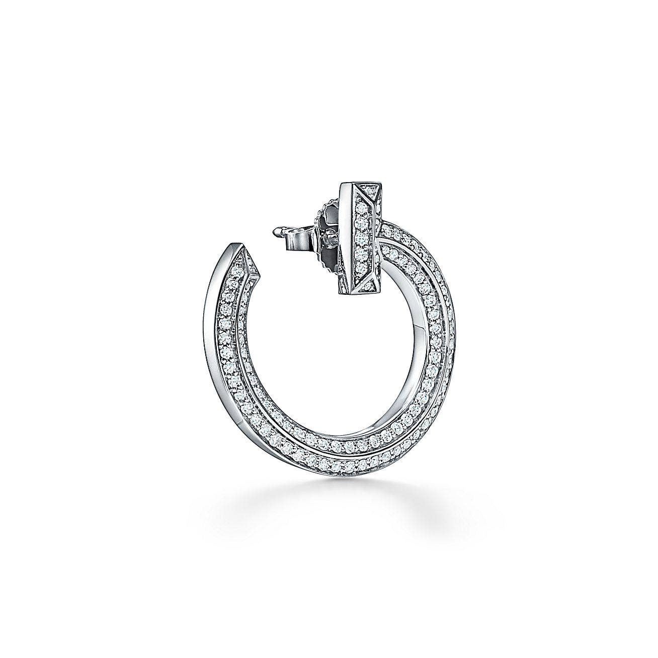 Tiff T1 Open Hoop White Gold Earrings
