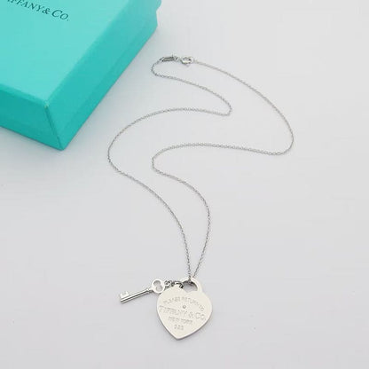 Tiff Heart & Key Necklace
