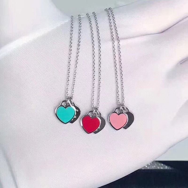 Tiff Red Double Heart Necklaces