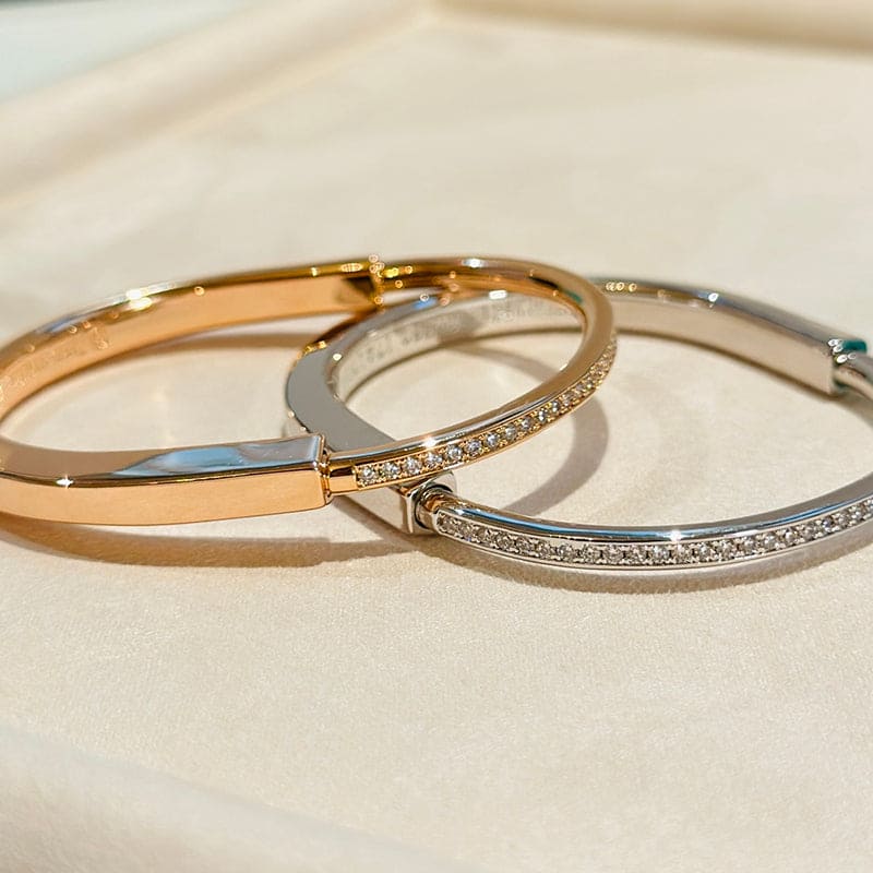 Tiffany Lock Bangle Half Pave Diamonds Bracelet