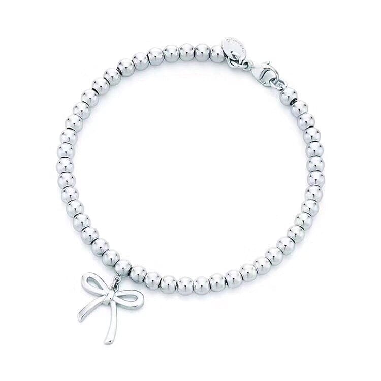Tiff Bow Charm Bead Bracelet