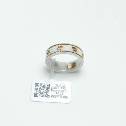 GG Interlocking G Icon White Zirconia Ring