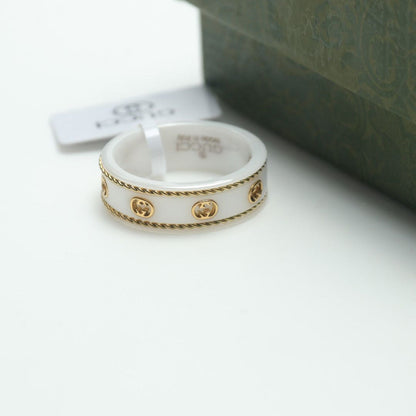 GG Interlocking G Icon White Zirconia Ring