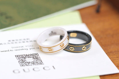GG Interlocking G Icon Black Corundum Ring