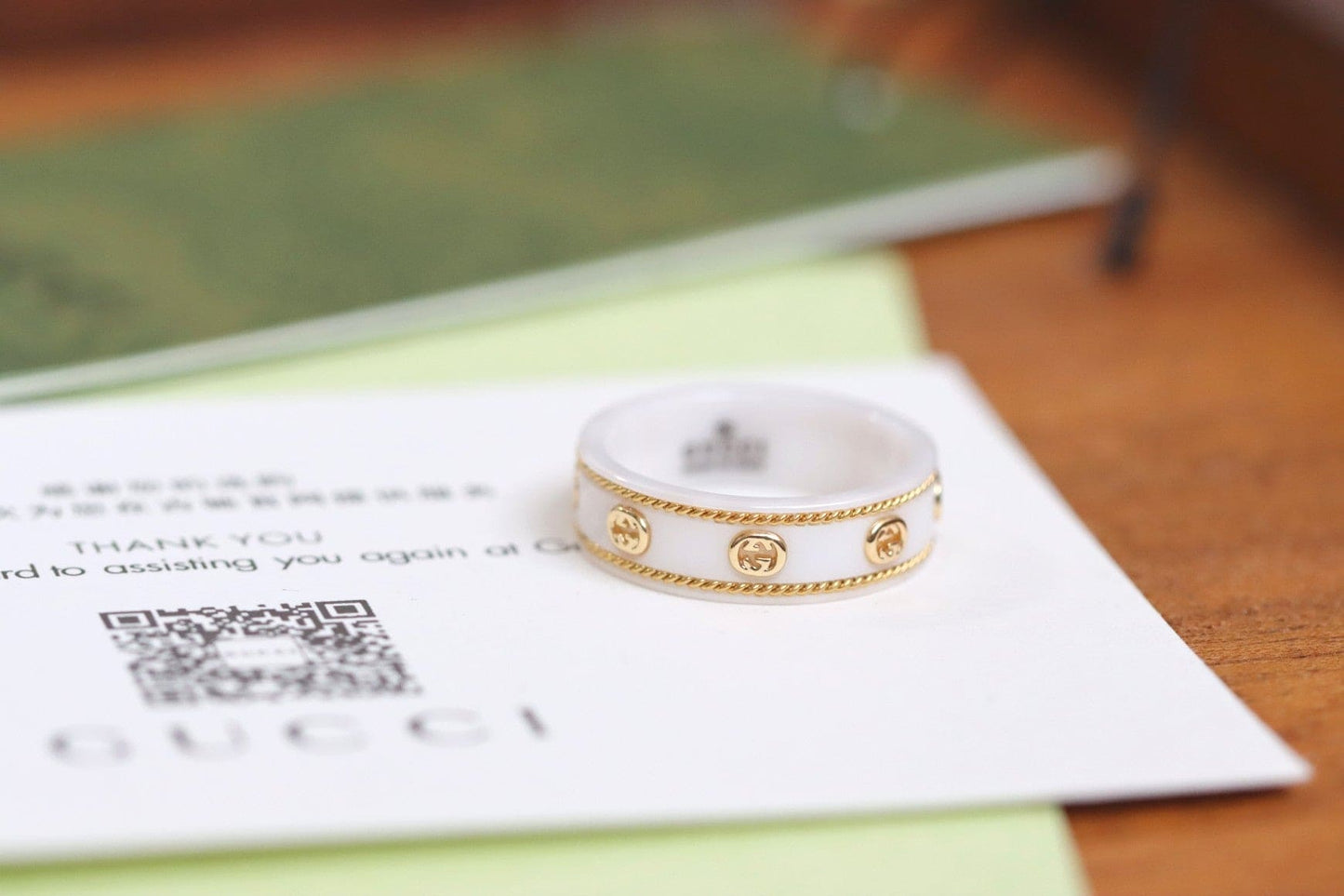 GG Interlocking G Icon White Zirconia Ring