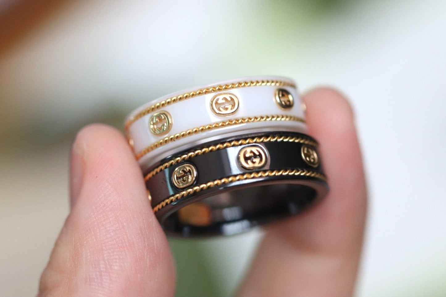 GG Interlocking G Icon White Zirconia Ring