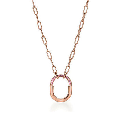 Tiff Lock Pink Pave Diamonds Necklace