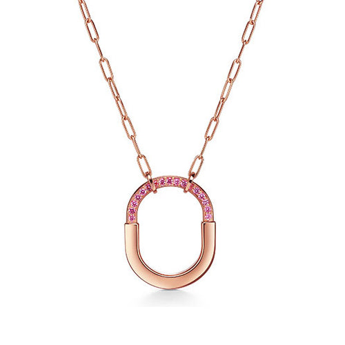 Tiff Lock Pink Pave Diamonds Necklace