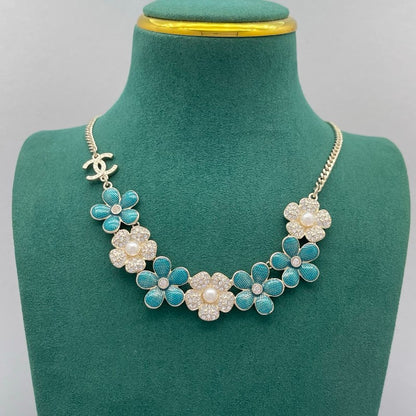 CC Blue Flower Diamond Necklace