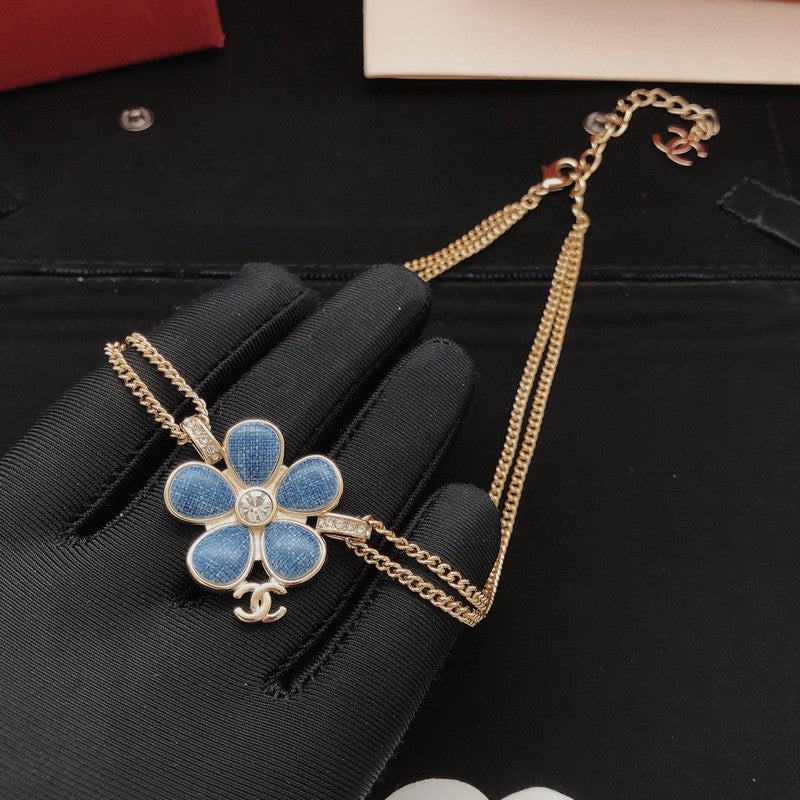 CC Cowboy Blue Camellia Necklace
