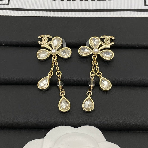 CC Crystal Drop Gold Earrings