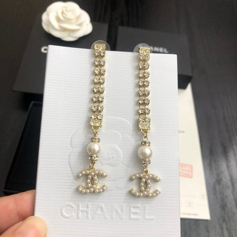CC Diamond Tassel Long Earrings