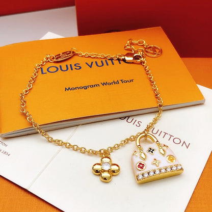 Louis White Bag Gold Bracelet