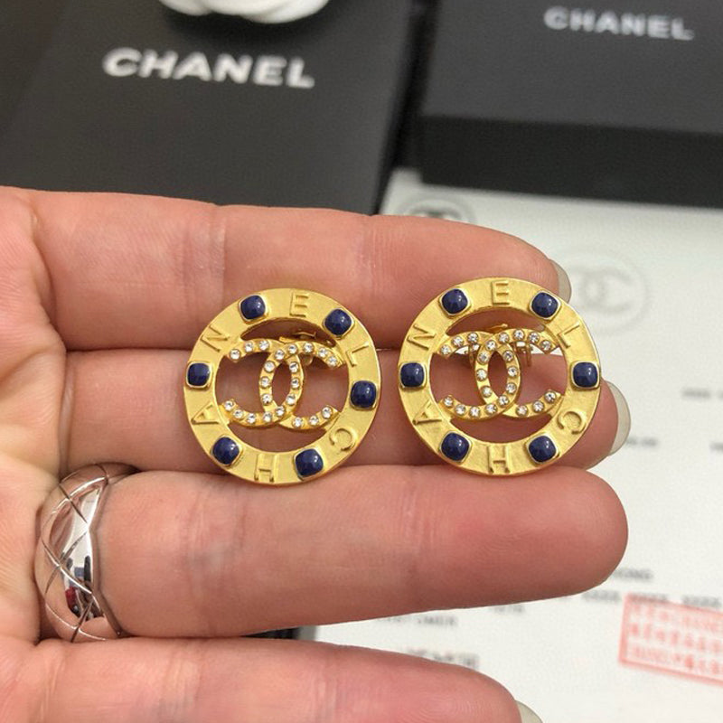 CC Black Bead Gold Earrings