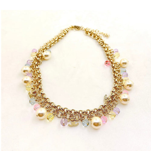 CC Pink Crystal Chain Links Necklace