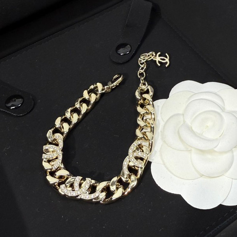 CC Diamond Logo Gold Chain Bracelet