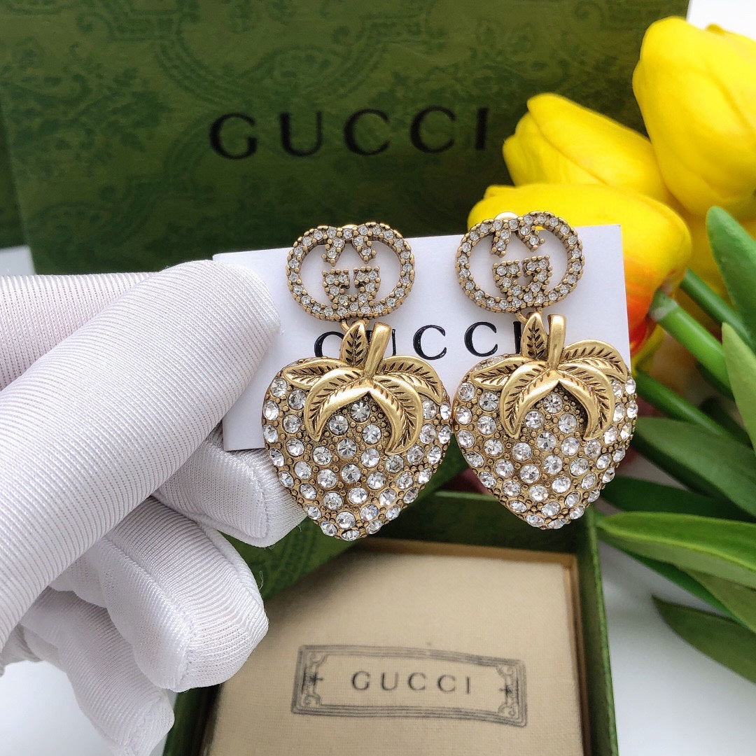 GG Crystal Strawberry Pendant Earrings