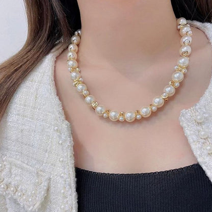 CC 26P Pearl & Gold Chain Necklace