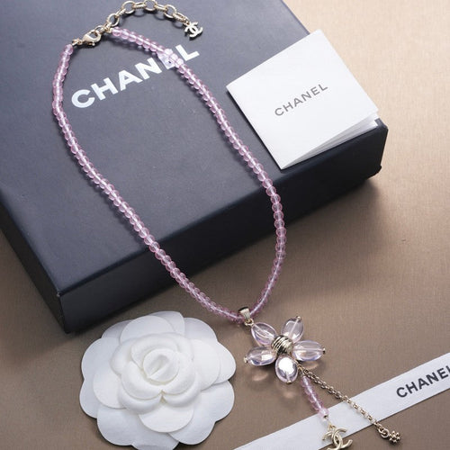 CC Purple Crystal Flower Necklace