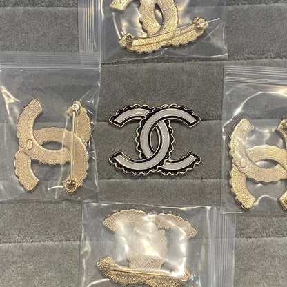 CC Black & White Gold Brooch