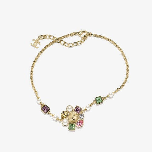 CC Color Crystal Flower Gold Necklace