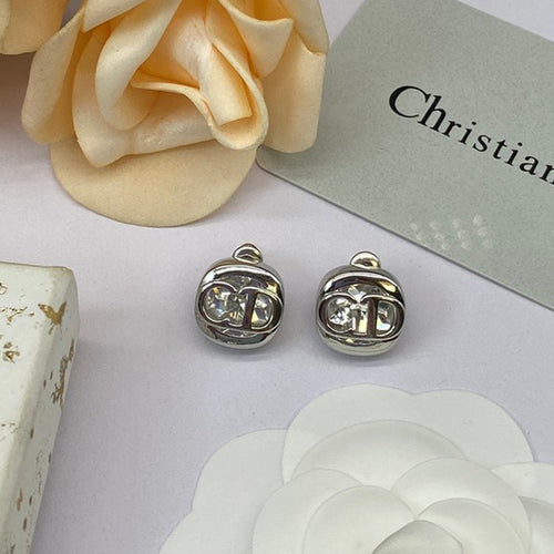 CD Crystal White Gold Earrings