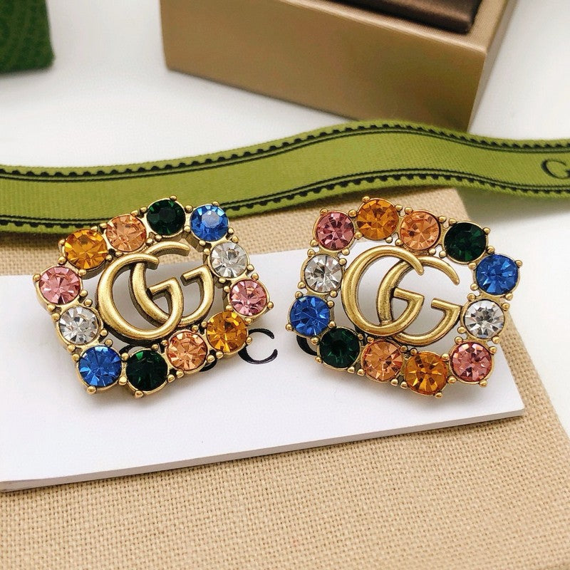 GG Color Crystal Gold Earrings