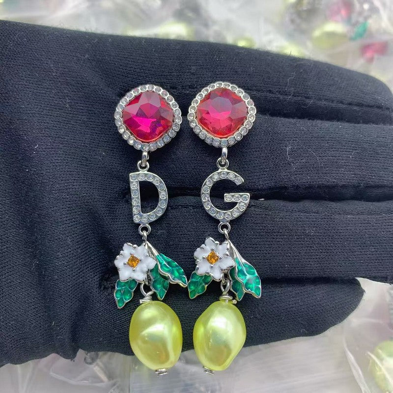 D&G Color Crystal Tree Pendant Earrings