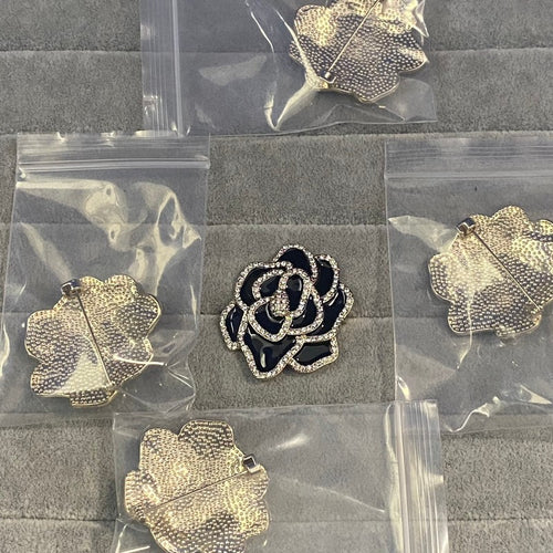 CC Black Camellia Brooch