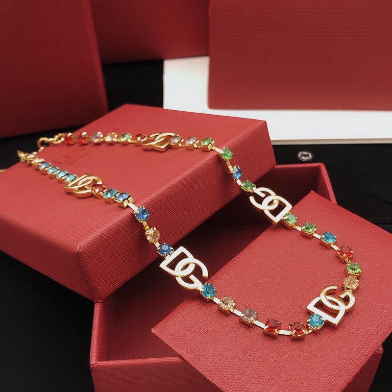 DG Color Crystal Gold Necklace