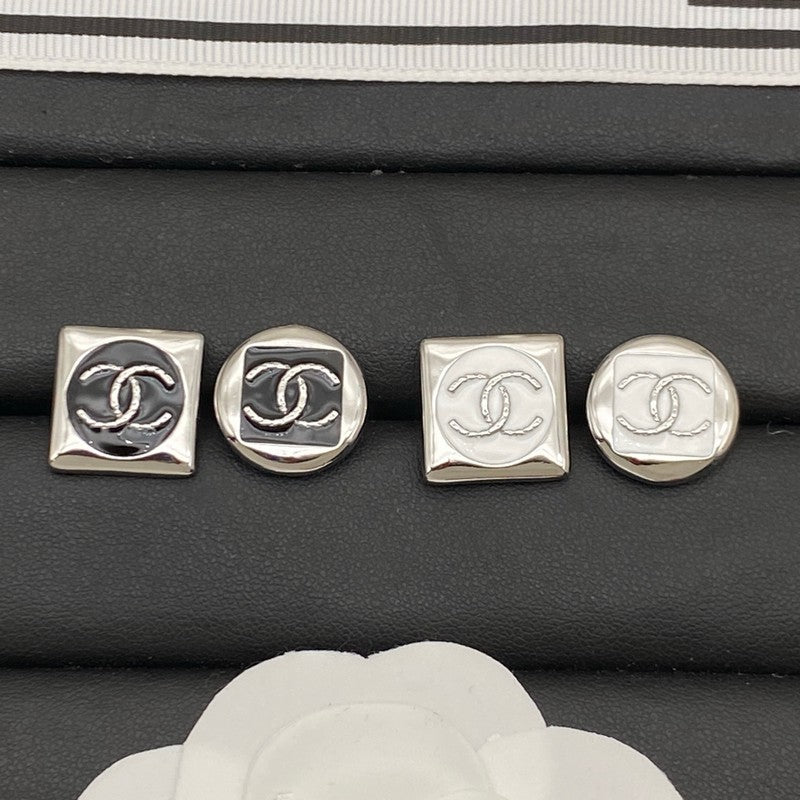 CC Black & White Square Gold Earrings