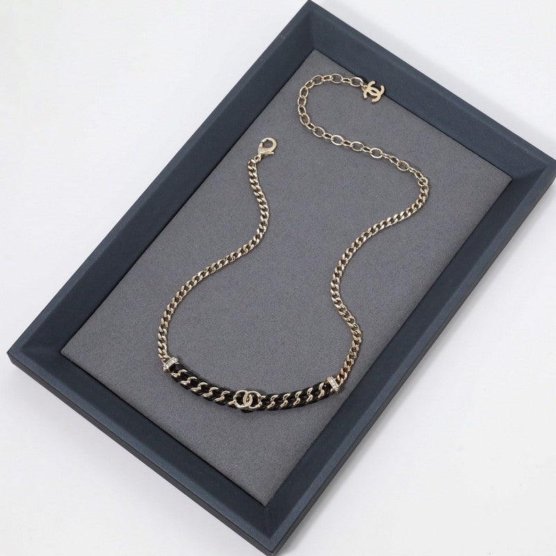 CC Vintage Gold Leather Necklace