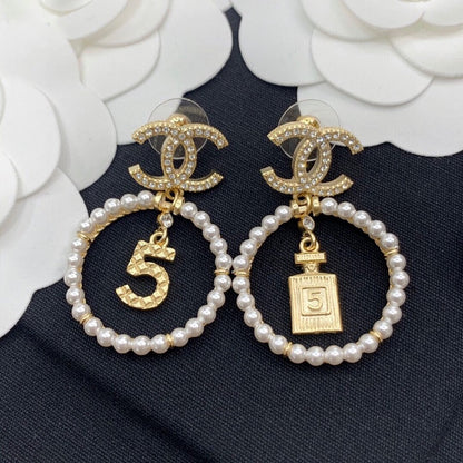CC N.5 Pearl Big Earrings