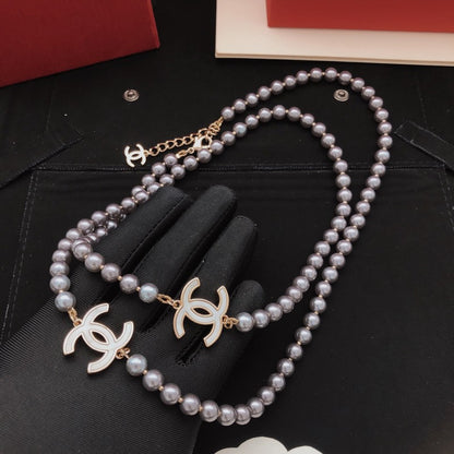 CC Purple Pearl Long Necklace