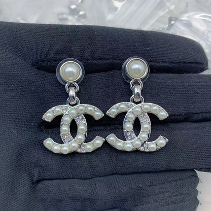 CC Pearl Pendant Earrings