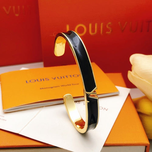 Louis Black Gold Open Cuff Bracelet