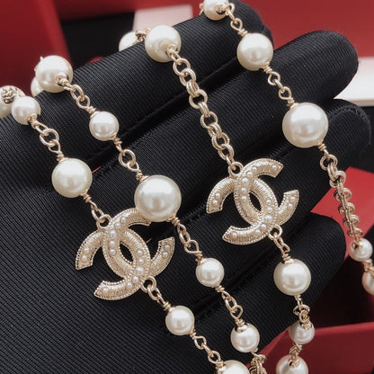 CC Faux Pearl Long Necklace