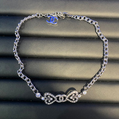 CC Bow Tie Pave Diamond Necklace