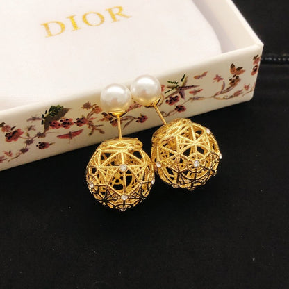 CD Tribales Hollow Gold Ball Earrings