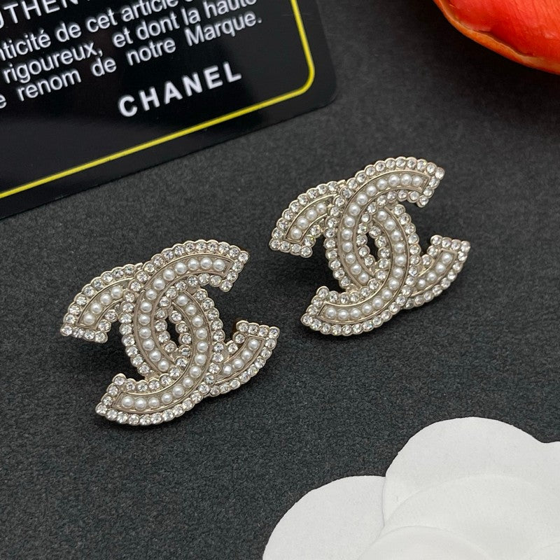 CC Pearl & Diamond Earrings