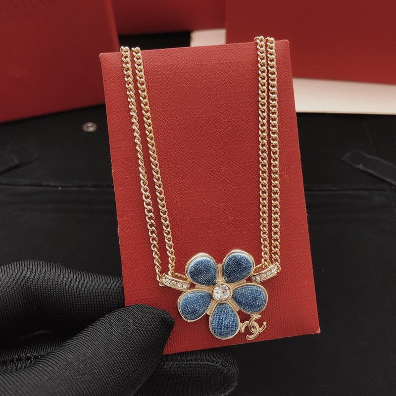 CC Cowboy Blue Camellia Necklace