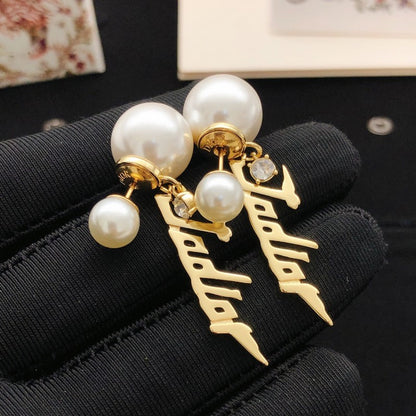 CD J'Adior Long Pearl Earrings