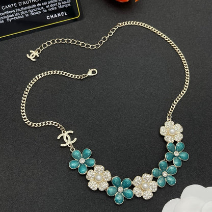 CC Blue Flower Diamond Necklace